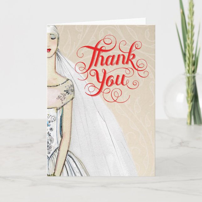 Chic Elegant Modern Wedding Thank You Card (Front)