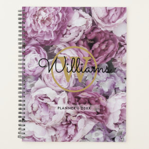 Chic Elegant Monogram Floral Gold 2023  Planner