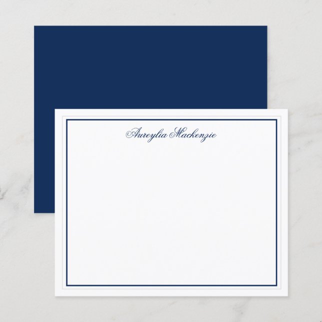 Chic Elegant Navy Blue and White Personalised (Front/Back)
