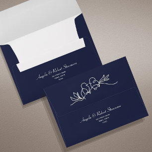 Chic Elegant Navy Blue Wedding Envelope
