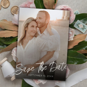 Chic Elegant Photo Vertical Wedding Save the Date  Invitation