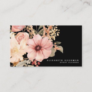 Chic Elegant Pink and Black Business Cards