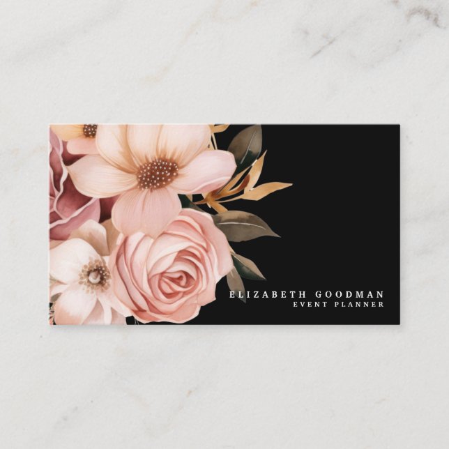 Chic Elegant Pink and Black Business Cards (Front)