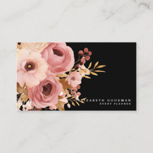 Chic Elegant Pink and Black Business Cards