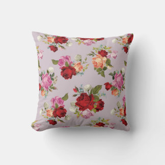 Chic Elegant Pink Red Roses Floral  Cushion