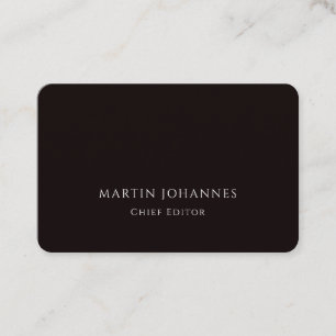 Chic Elegant Plain Stylish Black Minimalist Business Card