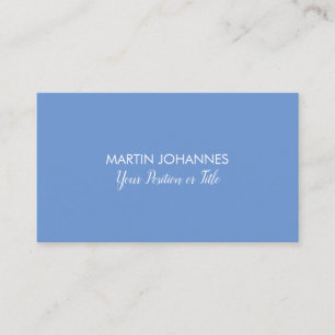 Chic Elegant Plain Stylish Blue Minimalist Business Card