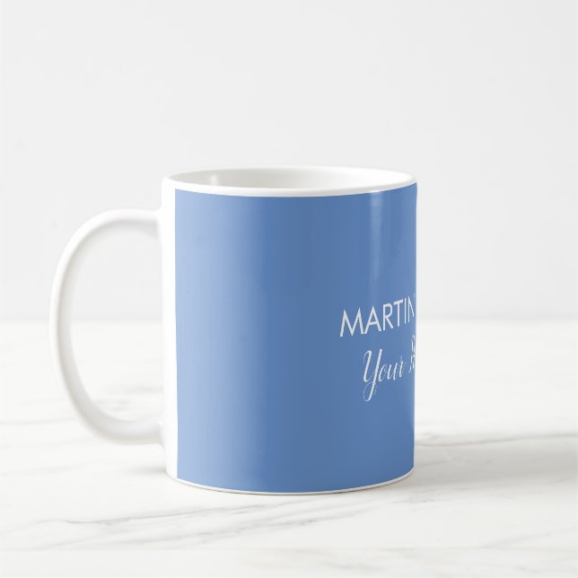 Chic Elegant Plain Stylish Blue Minimalist Coffee Mug (Left)