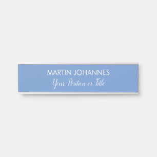 Chic Elegant Plain Stylish Blue Minimalist Door Sign