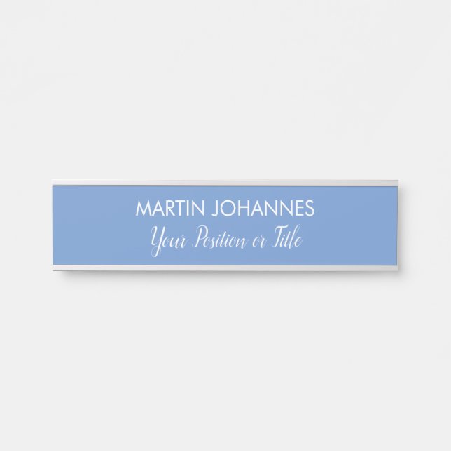 Chic Elegant Plain Stylish Blue Minimalist Door Sign (Front)