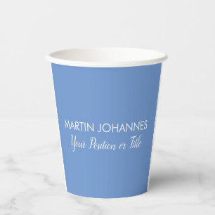 Chic Elegant Plain Stylish Blue Minimalist Paper Cups