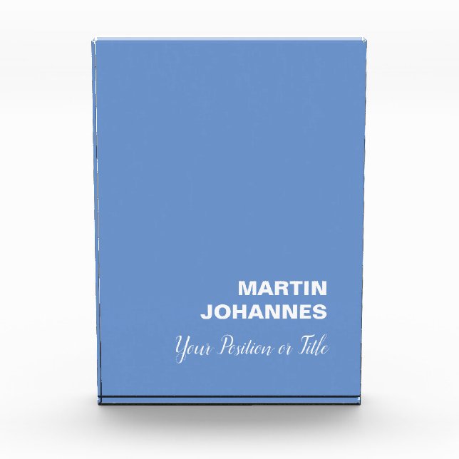 Chic Elegant Plain Stylish Blue Minimalist Photo Block (Front)