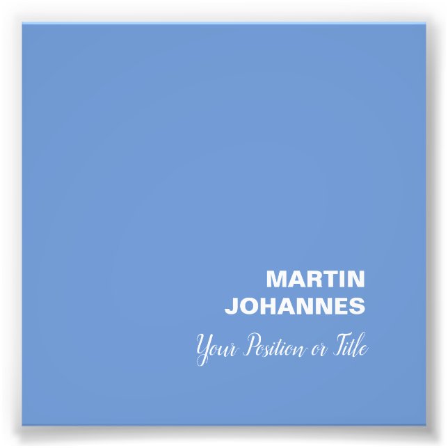 Chic Elegant Plain Stylish Blue Minimalist Photo Print (Front)