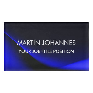 Chic Elegant Plain Stylish Blue Name Tag