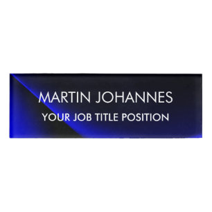 Chic Elegant Plain Stylish Blue Name Tag