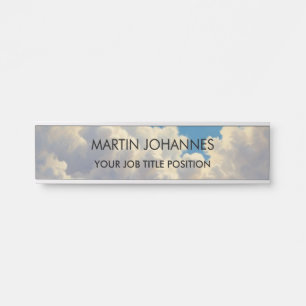 Chic Elegant Plain Stylish Blue Sky & Clouds Door Sign