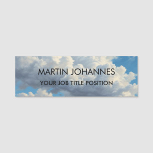 Chic Elegant Plain Stylish Blue Sky & Clouds Name Tag