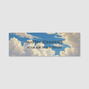 Chic Elegant Plain Stylish Blue Sky & Clouds Name Tag