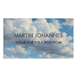 Chic Elegant Plain Stylish Blue Sky & Clouds Name Tag