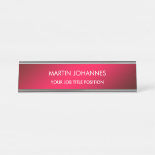 Chic Elegant Plain Stylish Desk Name Plate
