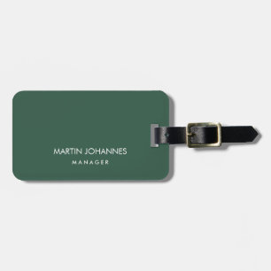 Chic Elegant Plain Stylish Green Modern Add Name Luggage Tag
