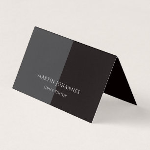 Chic Elegant Plain Stylish Grey Black Minimalist Business Card