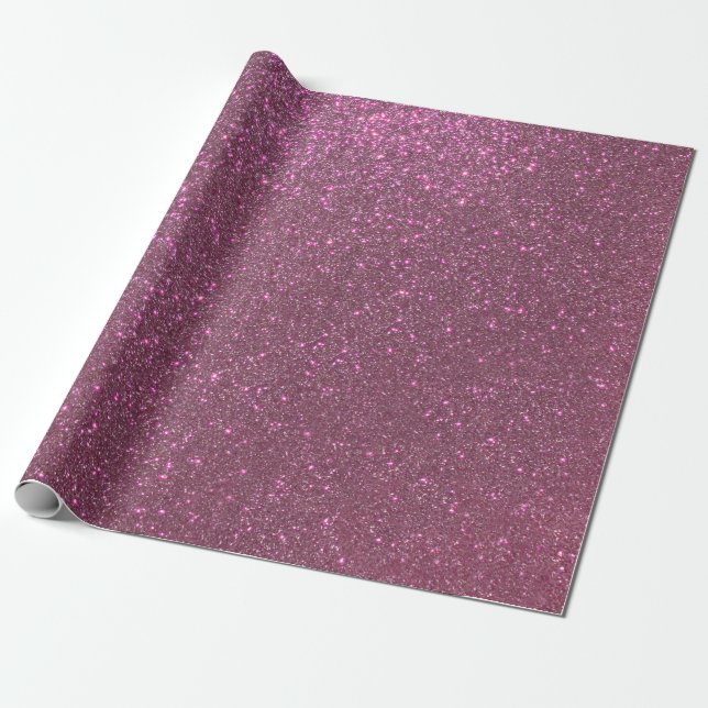 Chic Elegant Plum Purple Sparkly Glitter Wrapping Paper (Unrolled)