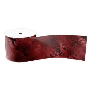 Chic Elegant Red Floral Wedding Grosgrain Ribbon