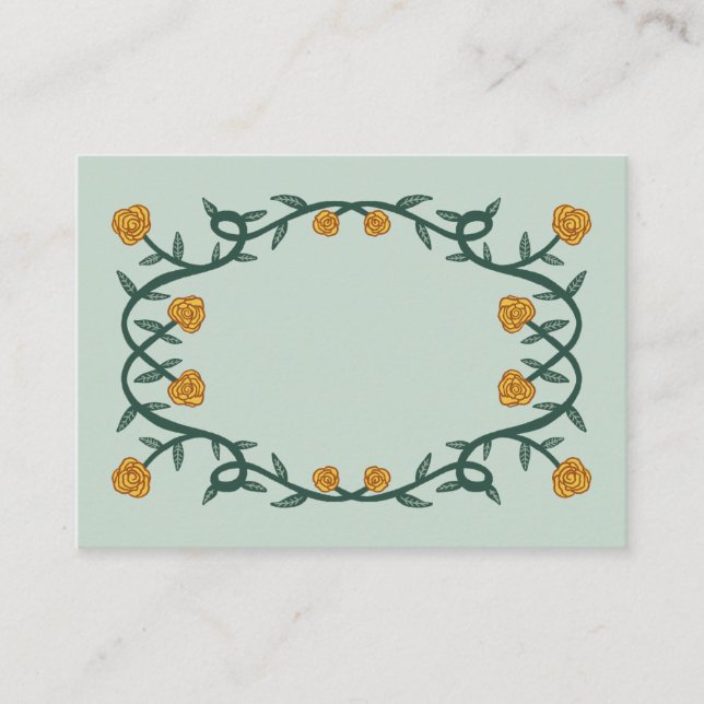 Chic Elegant Rose Frame Botanical Floral GreenGold Place Card (Front)