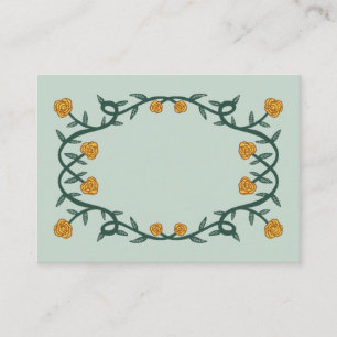 Chic Elegant Rose Frame Botanical Floral GreenGold Place Card