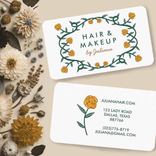 Chic Elegant Rose Frame Floral Business Card (Custom business cards with rose design, add your own text to make it shine)