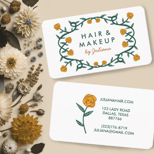 Chic Elegant Rose Frame Floral Gold Cream Business Card