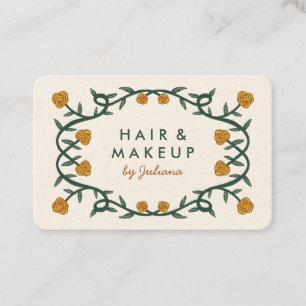 Chic Elegant Rose Frame Floral Gold Cream Business Card