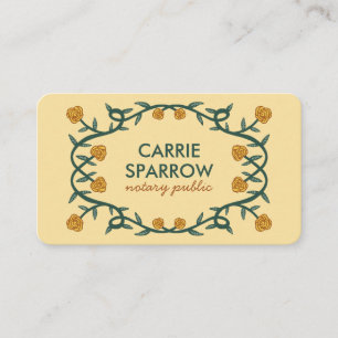 Chic Elegant Rose Frame Floral Notary Public Legal Business Card