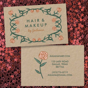 Chic Elegant Rose Frame Floral Pink Kraft Paper Business Card