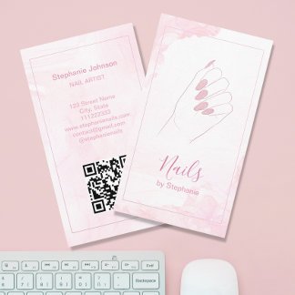 Chic Elegant Rose Gold Glitter Nail Art Manicure Business Card