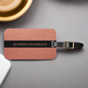 Chic Elegant Rose Gold Monogrammed Initials Luggage Tag