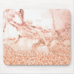 Chic Elegant Rose Gold Ombre Glitter Marble Mouse Mat