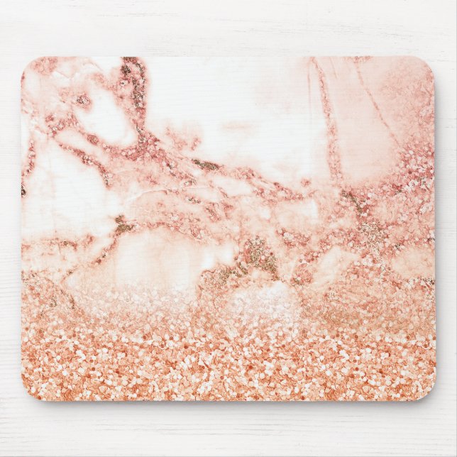 Chic Elegant Rose Gold Ombre Glitter Marble Mouse Mat (Front)
