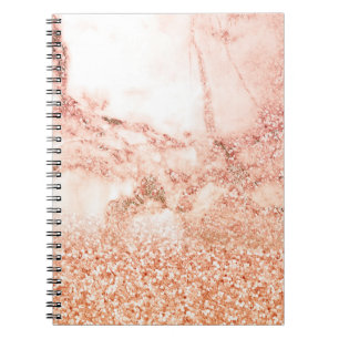 Chic Elegant Rose Gold Ombre Glitter Marble Notebook