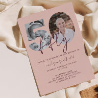 Chic Elegant Rose Gold Photo Script 50th Birthday
