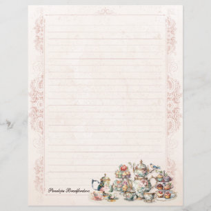 Chic Elegant Rose Themed High Tea Lined Stationery