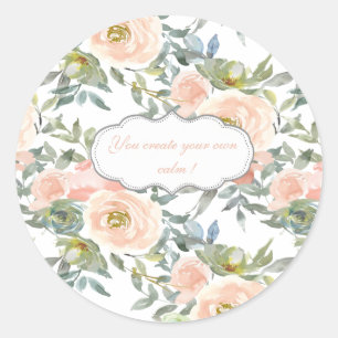 Chic Elegant Roses,Motivational Message   Classic Round Sticker