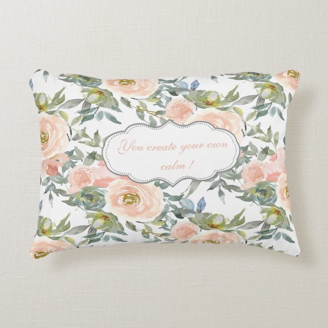 Chic Elegant Roses,Motivational Message Decorative Cushion (Front)