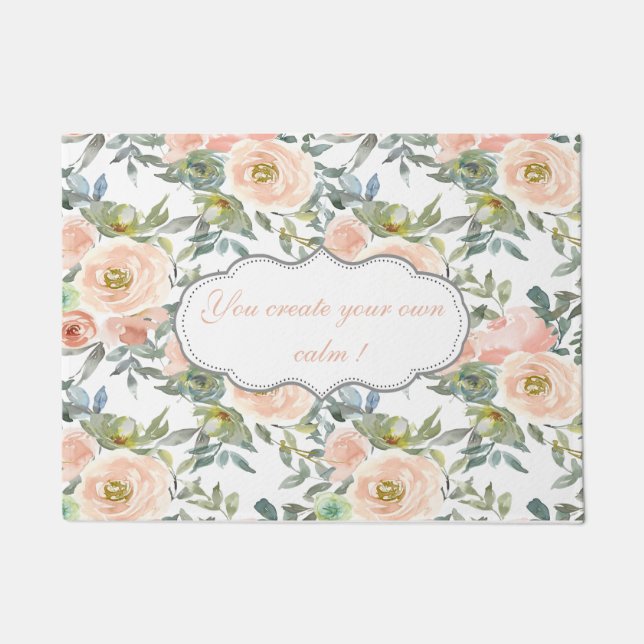 Chic Elegant  Roses,Motivational Message  Doormat (Front)
