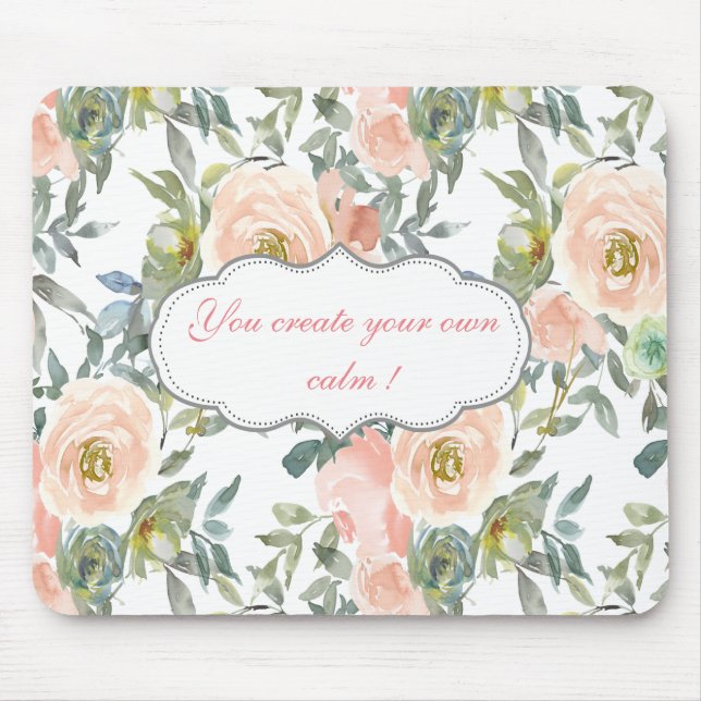 Chic Elegant Roses,Motivational Message   Mouse Mat (Front)