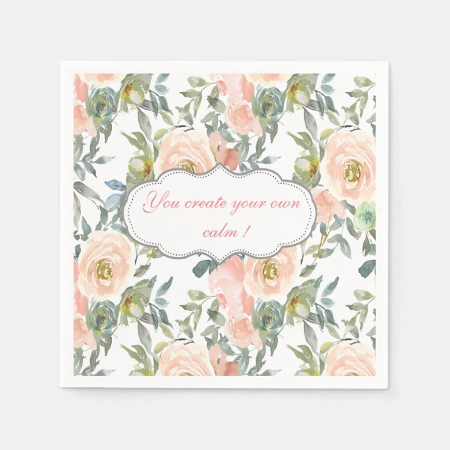 Chic Elegant Roses,Motivational Message  Napkin (Front)
