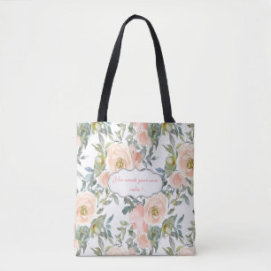 Chic Elegant Roses,Motivational Message Tote Bag