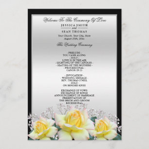 Chic Elegant Roses Silver Wedding Program Programme