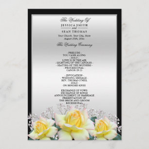 Chic Elegant Roses Silver Wedding Programme
